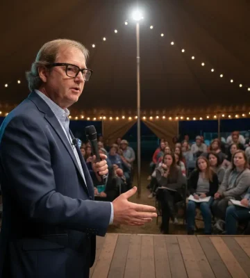 Tim Sanders preaching in tent